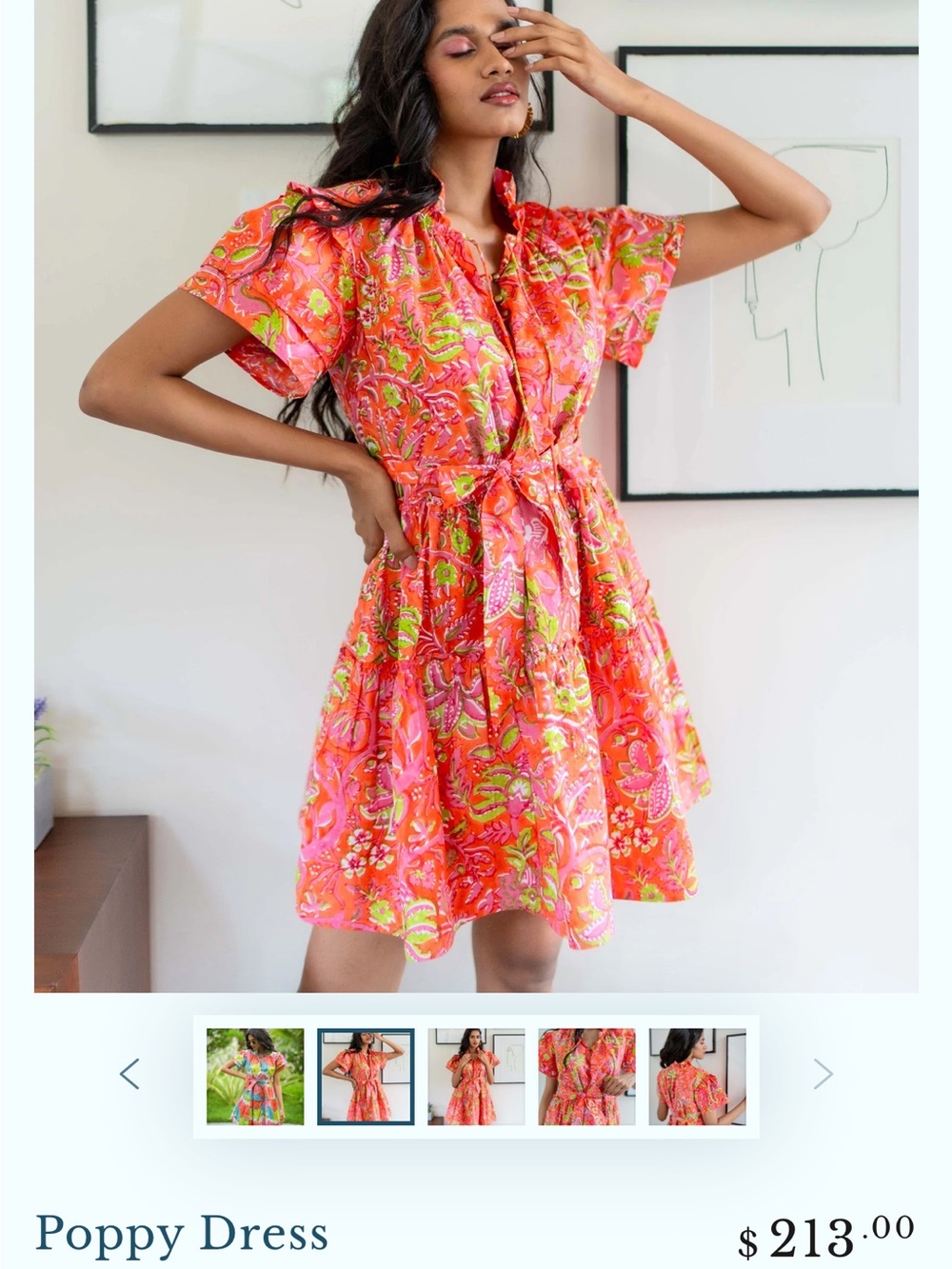 Sohana Poppy Dress - Pink Floral Mini Dress